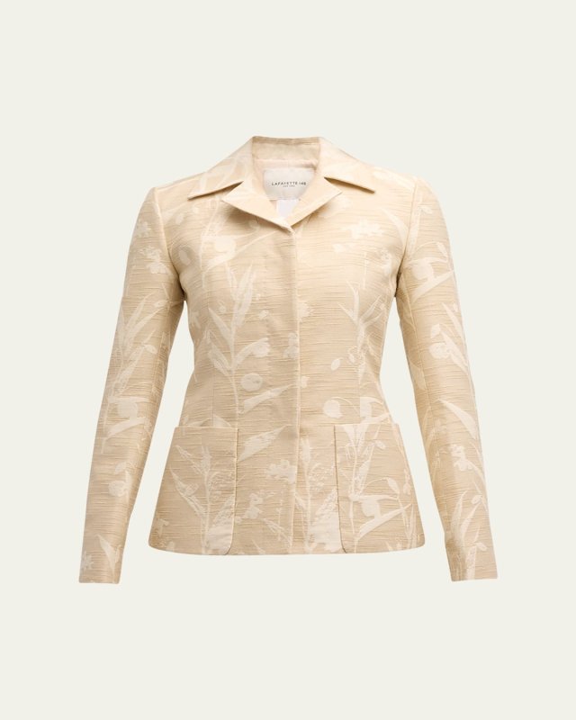 Tailored Button-Down Floral Jacquard Jacket